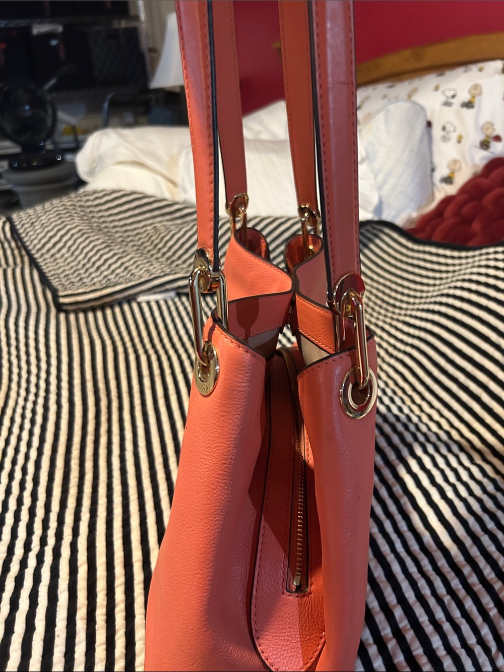 Michael Kors Coral-Peach Leather Shoulder Bag - Picture 3 of 13